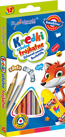 KREDKI 12-KOL.BAMBINO-OŁÓWKOWE-TRÓJKĄTNE