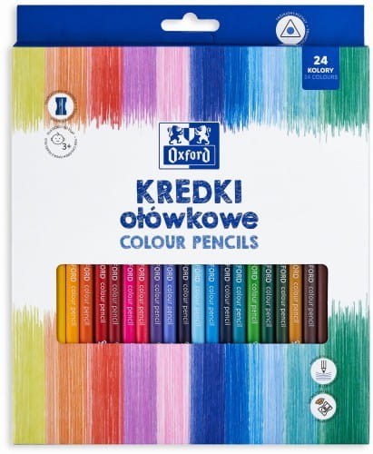 KREDKI 24-KOL.OXFORD-OŁÓWKOWE TRÓJKĄTNE + TEMPERÓWKA