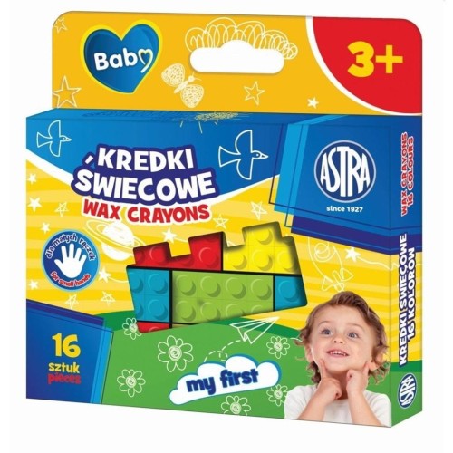 KREDKI ŚWIECOWE KLOCKI - 16 KLOCKÓW/8 KOLORÓW ASTRA