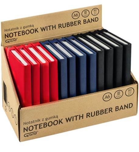 NOTATNIK A6/80 Z GUMKĄ GRAND/MIX KOLOR