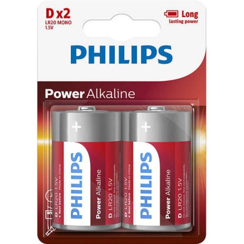 BATERIA LR20 PHILIPS/POWER ALKALINE A'2
