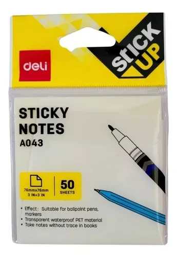 KARTECZKI SAMOPRZYLEPNE TRANSPARENTNE DELI 76x76 50K