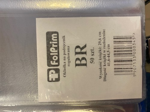 OKŁADKA NA PODRĘCZNIK REGULOWANA/FOLPRIM/ BR          WYSOKOŚĆ : 29,6cm/DŁUGOŚĆ: 41,6 - 44,5cm