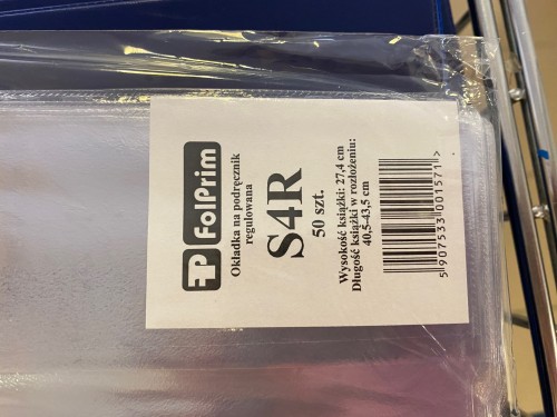 OKŁADKA NA PODRĘCZNIK REGULOWANA/FOLPRIM/ S4R          WYSOKOŚĆ: 27,4cm/DŁUGOŚĆ: 40,5-43,5cm
