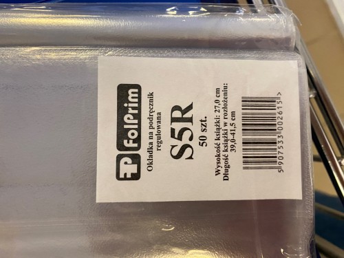 OKŁADKA NA PODRĘCZNIK REGULOWANA/FOLPRIM/ S5R          WYSOKOŚĆ : 27,0 cm/ DŁUGOŚĆ: 39,0 - 41,5 cm