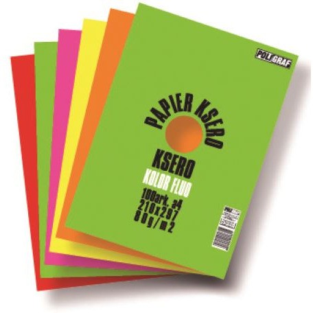 PAPIER KSERO A4/80g/A'100 KOLOR FLUO / POLIGRAF