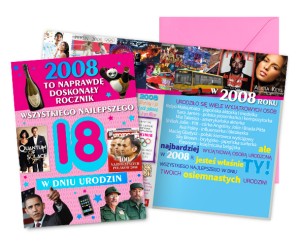 KARTKA KARNET VISION V-127/ URODZINY 18 RÓŻOWA /KUKARTKA