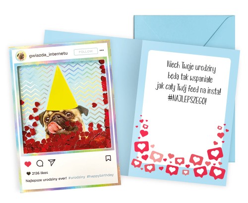 KARTKA KARNET CONFETTI KNF-051/ URODZINY MOPS /KUKARTKA