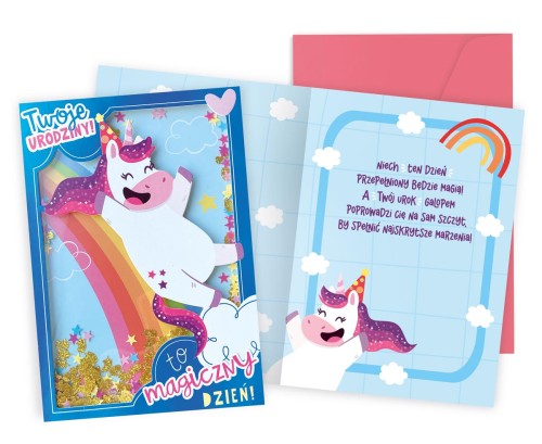 KARTKA KARNET CONFETTI KNF-057/ URODZINY JEDNOROŻEC /KUKARTKA