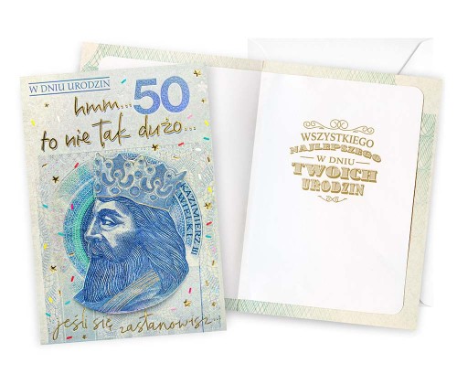 KARTKA KARNET DREAM CARDS DK-1310/ URODZINY BANKNOT 50 /KUKARTKA