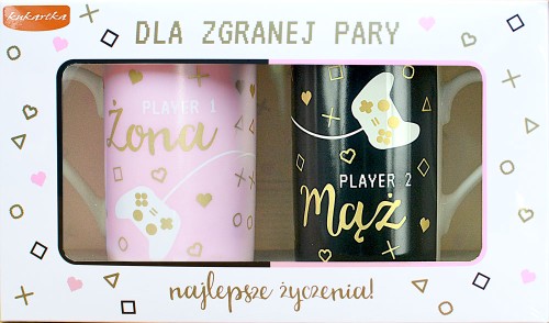 KUBEK Q-943 KOMPLET WALENTYNKI /GRACZE MĄŻ ŻONA /KUKARTKA