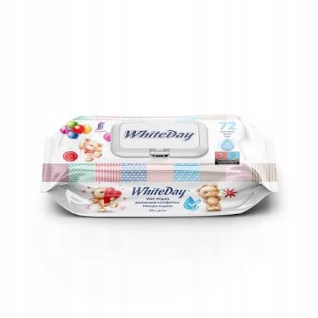 *LIDER CHUSTECZKI NAWILŻANE WHITEDAY A'72 Z KLIPSEM BEAR 