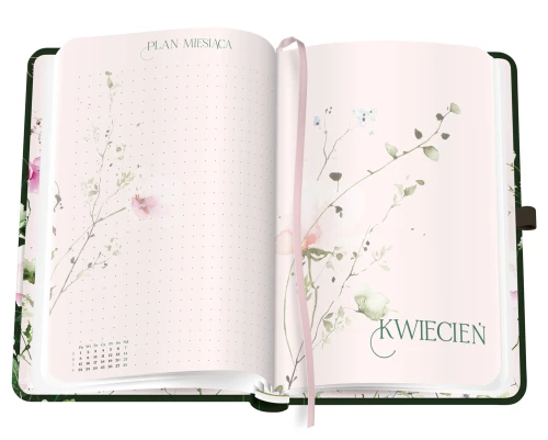 KALENDARZ-INTERDRUK/TYGODNIOWY BEAUTY A5 METALLIC SWEET PEAS + GUMKA
