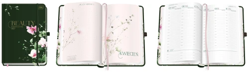 KALENDARZ-INTERDRUK/TYGODNIOWY BEAUTY A5 METALLIC SWEET PEAS + GUMKA