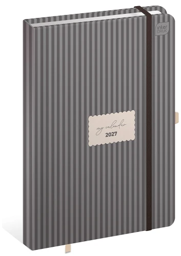 KALENDARZ-INTERDRUK/DZIENNY A5 MAT+UV STRIPES + GUMKA