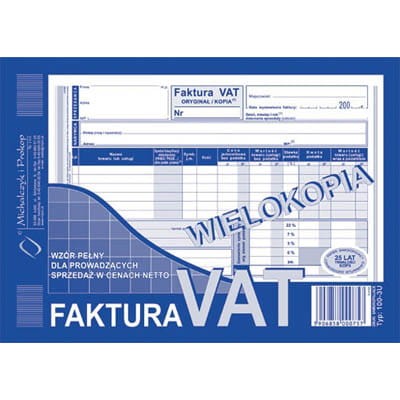 FAKTURA VAT A5 WIELOKOPIA 100-3