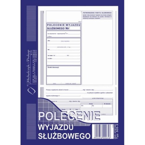 POLECENIE WYJAZDU SŁUŻBOWEGO A5 505-3