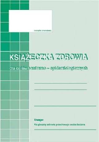 PRACOWNICZA KSIĄŻECZKA ZDROWIA DO CELÓW SANITARNO-EPIDEMIOLOGICZNYCH A6 530-5